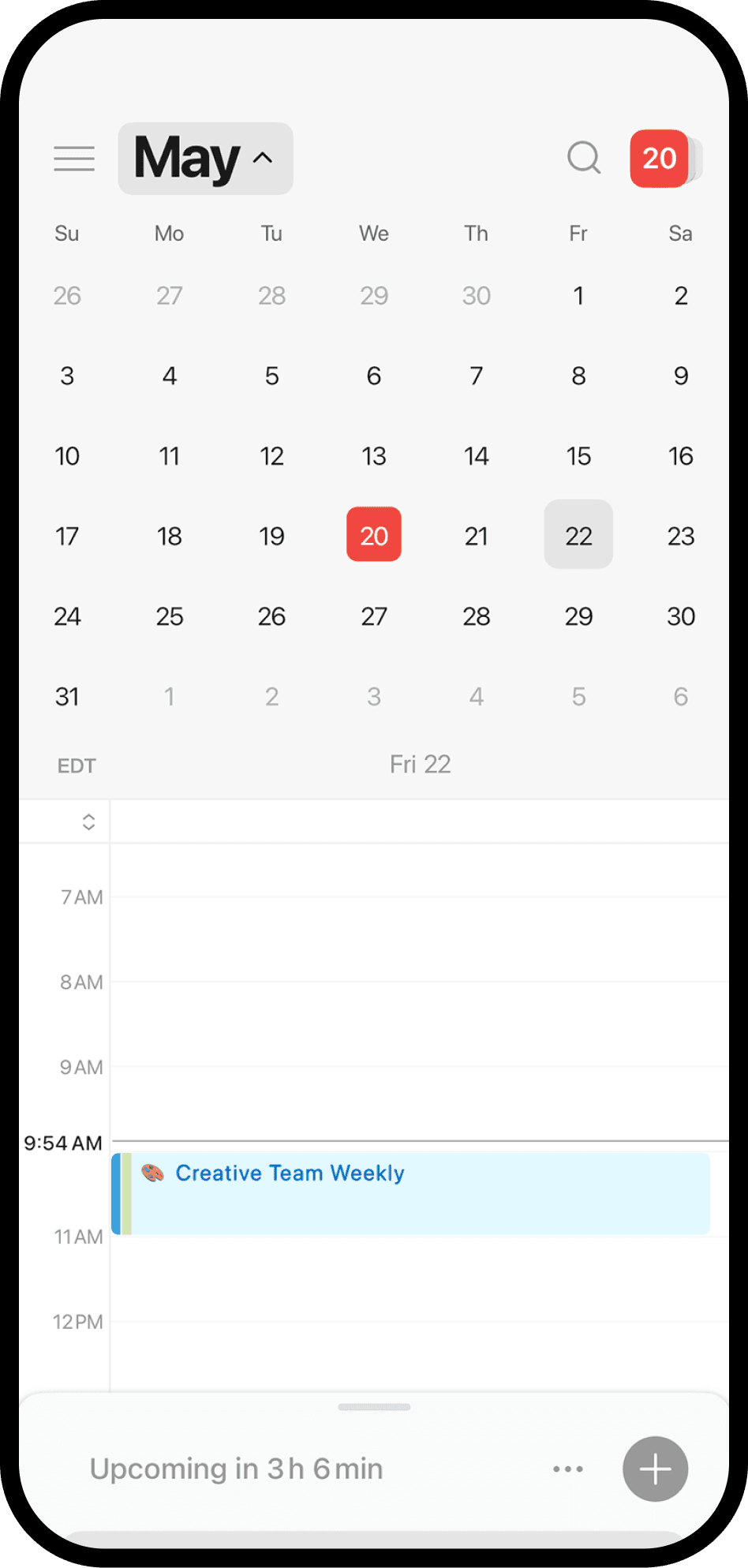 צילום מסך של Notion Calendar במכשיר נייד