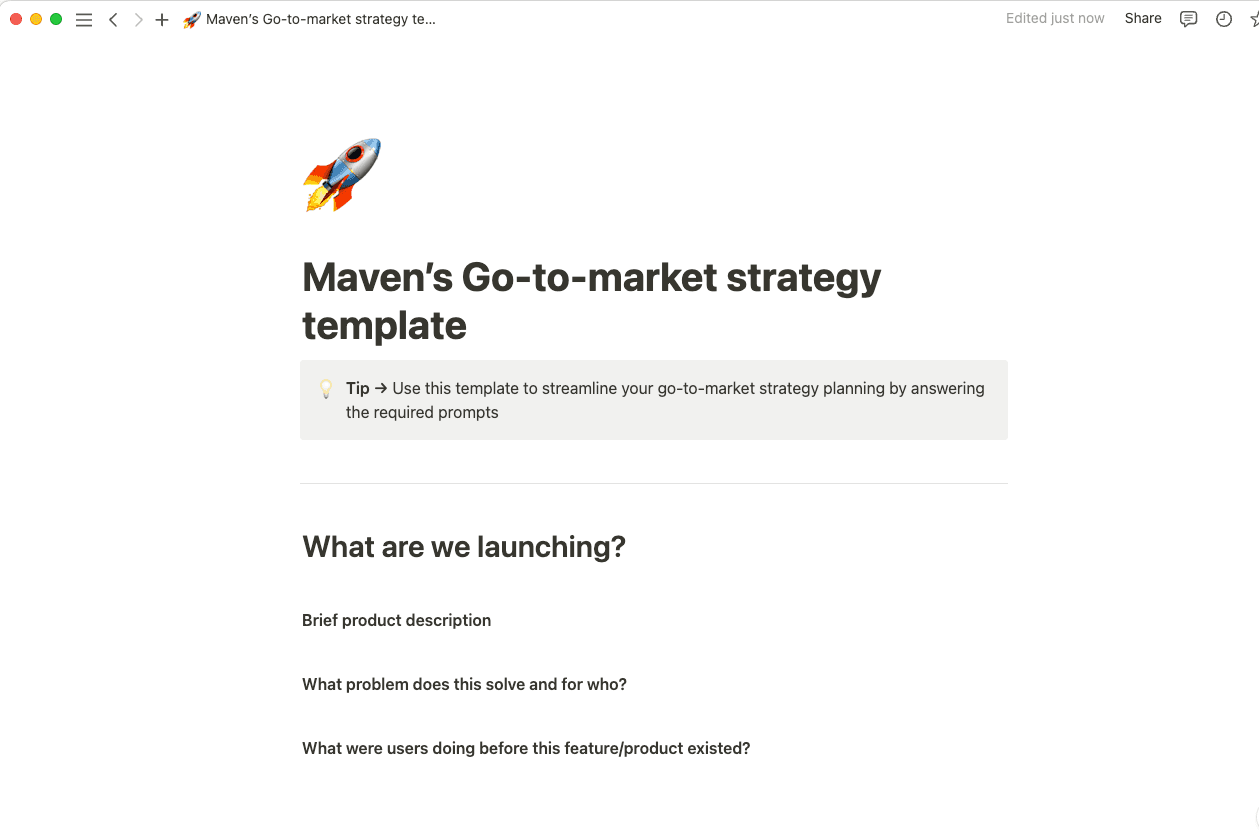 Go-to-market strategy doc template