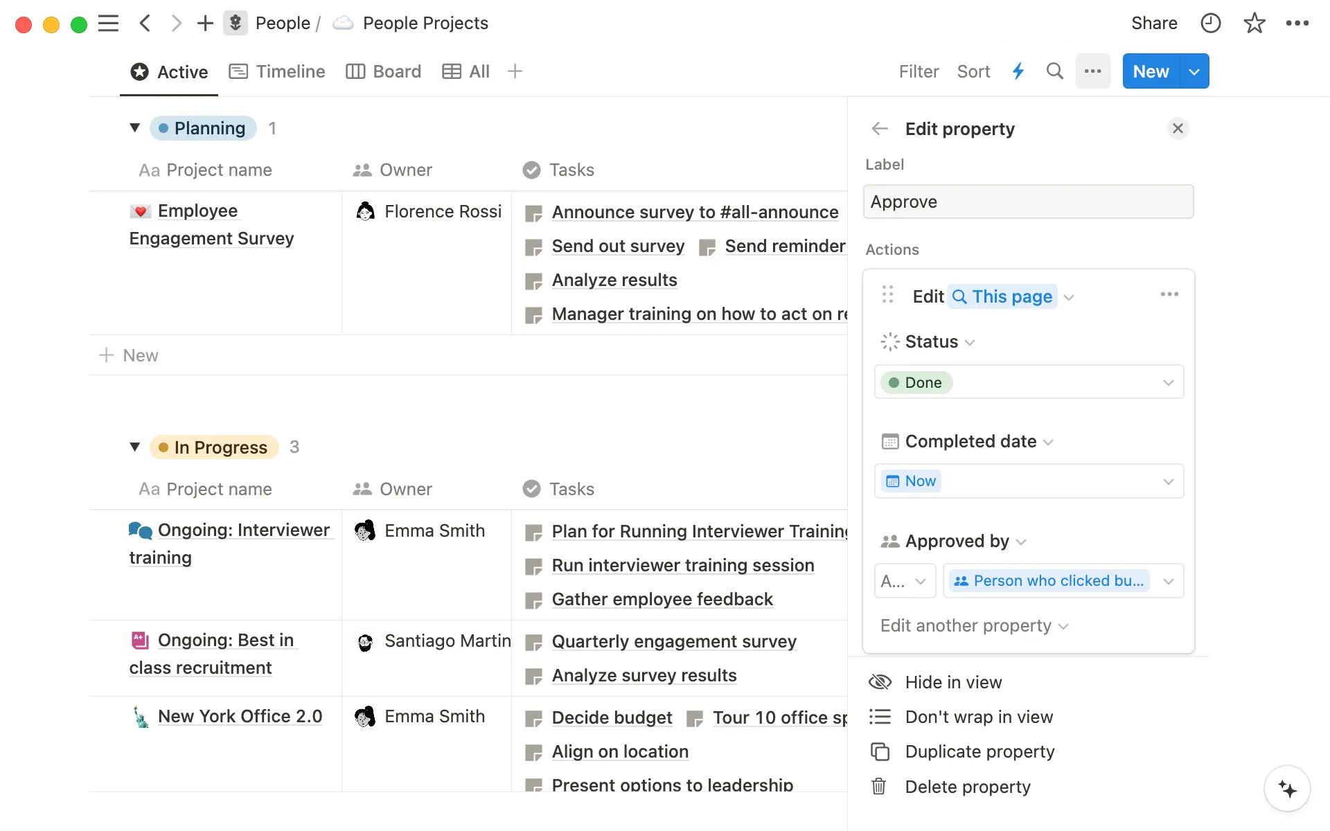 Bearbeite deine Button-Eigenschaft, um alle für dich erforderlichen Schritte hinzuzufügen.