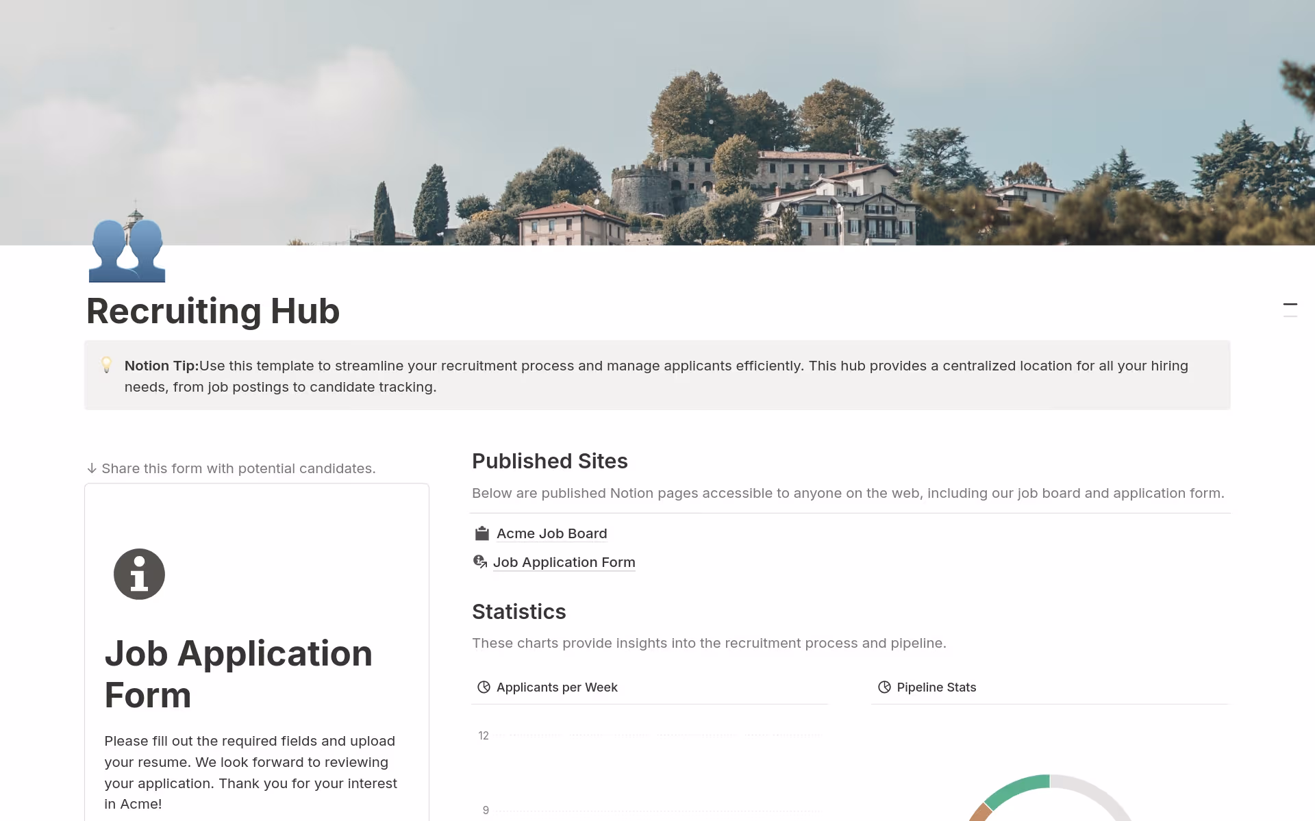 Recruiting Hub的模板预览